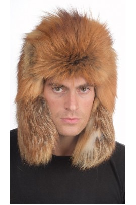 Russian style - Golden fox fur hat for men